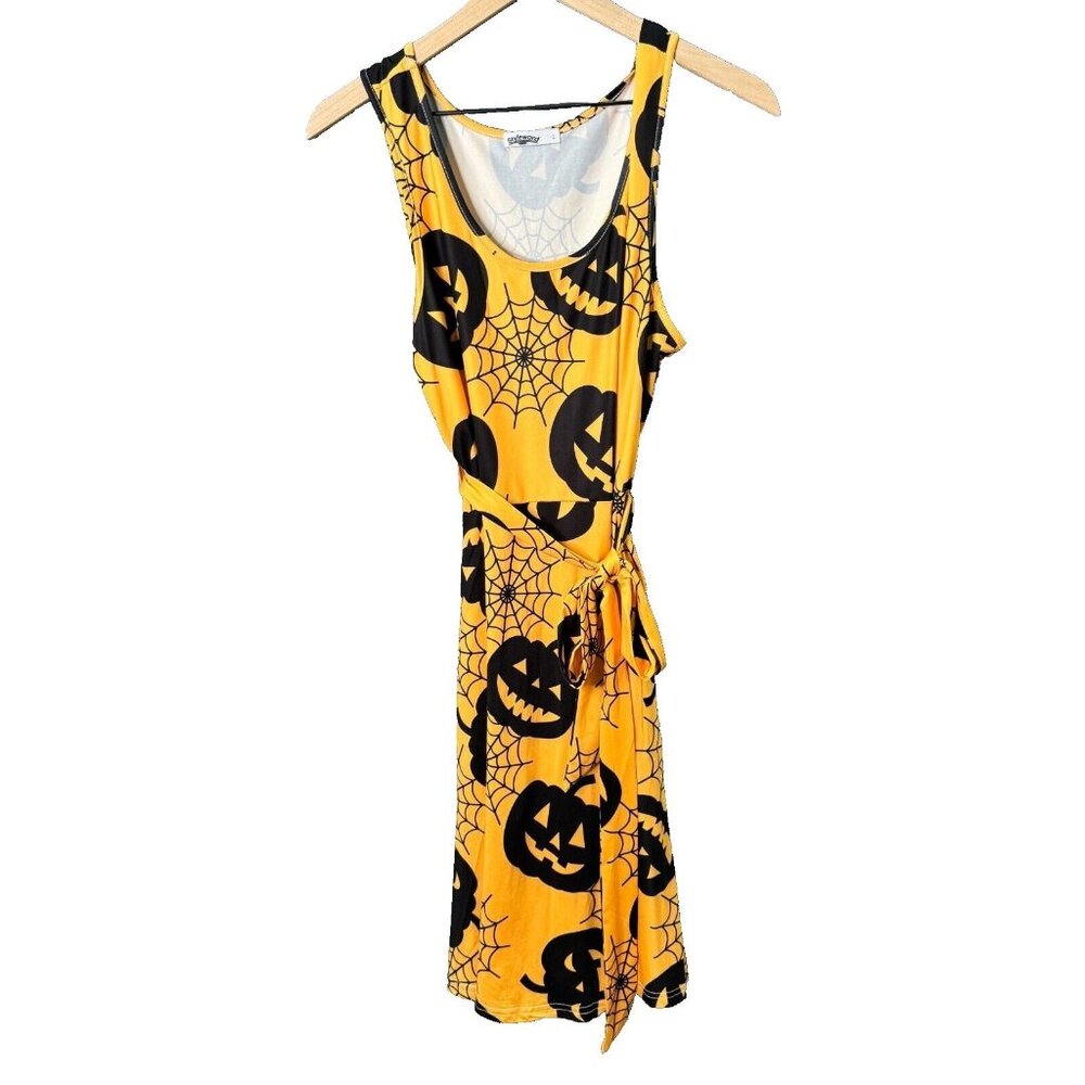Styleword Womens Pumpkins Belted Fit and‎ Flare Dress Orange Black Size Large